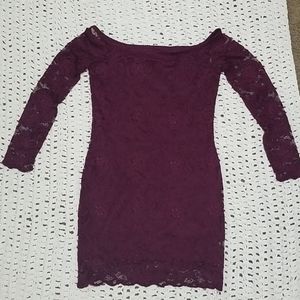 Tight maroon lace dress